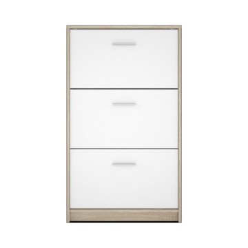 Schuhschrank 3 Klapptüren weiß und Strukturfarbe Eiche Nepo 69.5x17.5x120H