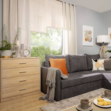 Kommode mit 4 Schubladen Eiche Farbe Nepo 90x45x93H