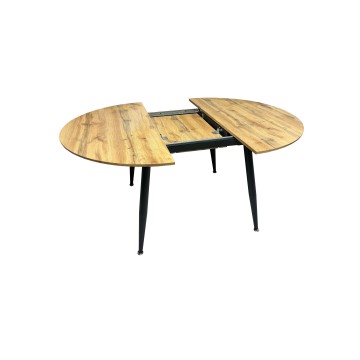 Runder ausziehbarer Eichentisch 120x120 cm mit schwarzen Beinen - Cordelia