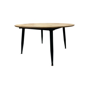 Runder ausziehbarer Eichentisch 120x120 cm mit schwarzen Beinen - Cordelia
