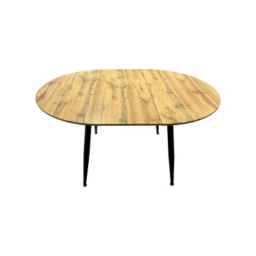 Runder ausziehbarer Eichentisch 120x120 cm mit schwarzen Beinen - Cordelia