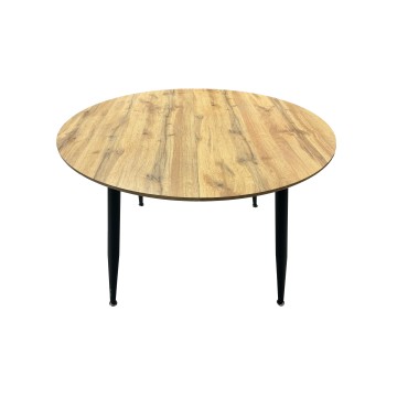 Runder ausziehbarer Eichentisch 120x120 cm mit schwarzen Beinen - Cordelia