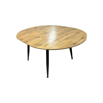 Runder ausziehbarer Eichentisch 120x120 cm mit schwarzen Beinen - Cordelia
