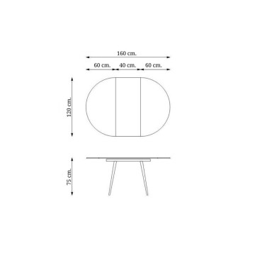 Runder ausziehbarer Eichentisch 120x120 cm mit schwarzen Beinen - Cordelia
