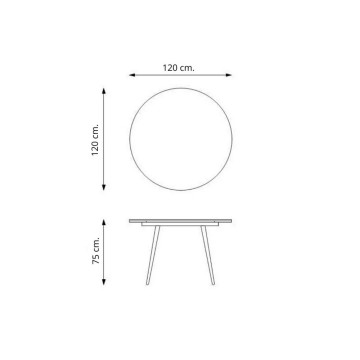 Runder ausziehbarer Eichentisch 120x120 cm mit schwarzen Beinen - Cordelia