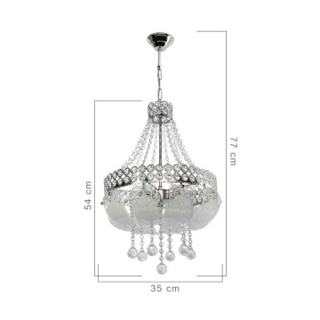 Sare MDL3550 Deckenleuchte Silber verziert Glas und Kristall Effekt Steine