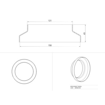 Runde Reduzierung von 150 mm auf 125 mm für Haubenabsaugschlauch BVRID150