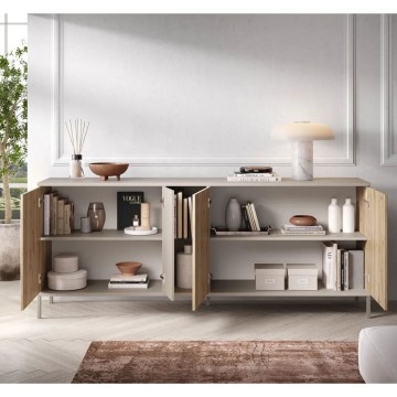 Sideboard 4 Türen Doppelfarbe Kaschmir und Eiche Cadiz Brando 210x43x86H