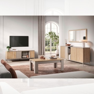 Sideboard 4 Türen Doppelfarbe Kaschmir und Eiche Cadiz Brando 210x43x86H