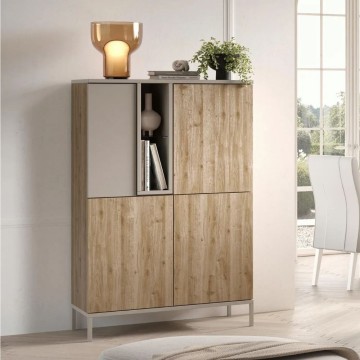 4-türiger Schrank in Kaschmir und Eiche Cadiz Brando 110x43x150H