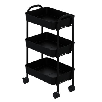 Küchenwagen 3 schwarze Metallböden mit Rädern Tier 45.5x32x76.4H
