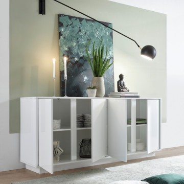 Anrichte 4 Türen weiß glänzend Ice 180x43x79H