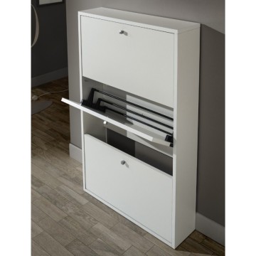 Platzsparender Schuhschrank 3 Klapptüren in Mattweiß Virginia 68x18x110H