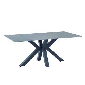 Germany Tisch mit mattgrauer Keramikplatte in Marmoroptik 180x90 cm.