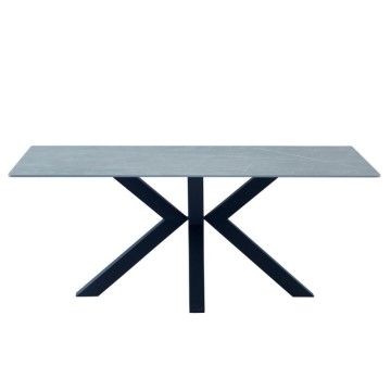 Germany Tisch mit mattgrauer Keramikplatte in Marmoroptik 180x90 cm.