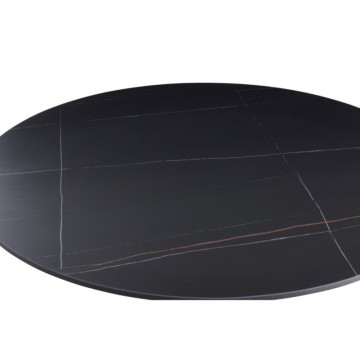 Runder Tisch Dot schwarz-goldene Keramikplatte mit Marmoreffekt