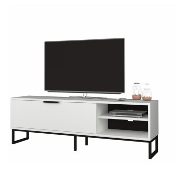 TV-Ständer Way 140x35x45h weiß mit gusseisernen Details