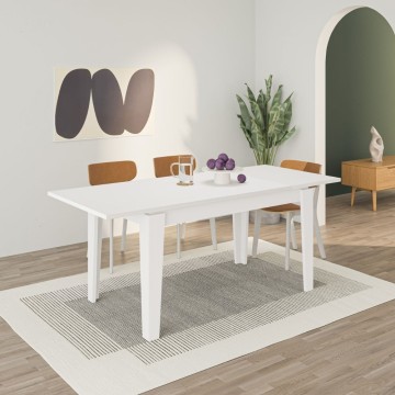 Weißer rechteckiger Tisch 140x80 ausziehbar auf 190 cm Tolmen