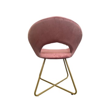 Sessel aus rosa Samt mit vergoldeten Metallbeinen - Ether