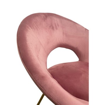 Sessel aus rosa Samt mit vergoldeten Metallbeinen - Ether