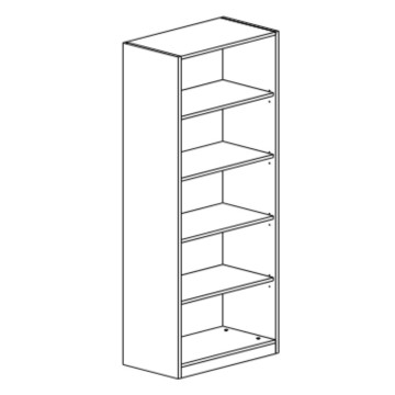 Bücherregal 5 Fächer Indiana 60x33x186H Farbe weiß Lärche