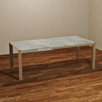Ausziehtisch mit taubengrauem Gestell und Zementplatte 130x80 cm Golia