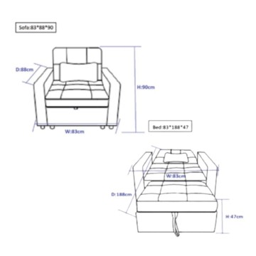 Zaffiro ausziehbarer Sessel Bett dunkelgrau