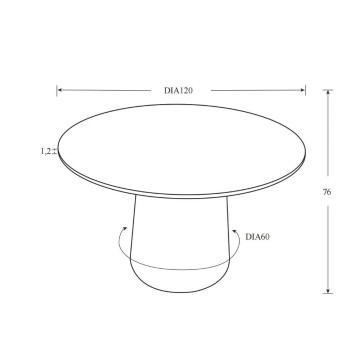Runder Tisch Lauren 120x120x76H mit weißer Keramikplatte in Marmoroptik und schwarzem Metallgestell