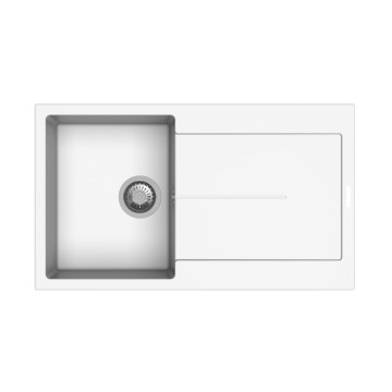 86x50 Enigma D100 weißes Spülbecken mit Becken und Abtropffläche