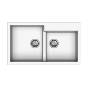 Küchenspüle 2 Schalen weiß 86x50 TipToe N200