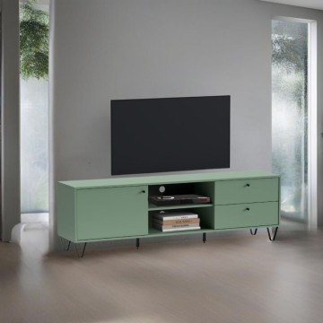 Aldo1 grüner TV-Schrank mit Schubladentür und offenem Fach 182x40x50,1H