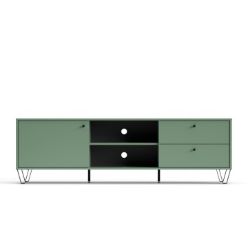 Aldo1 grüner TV-Schrank mit Schubladentür und offenem Fach 182x40x50,1H