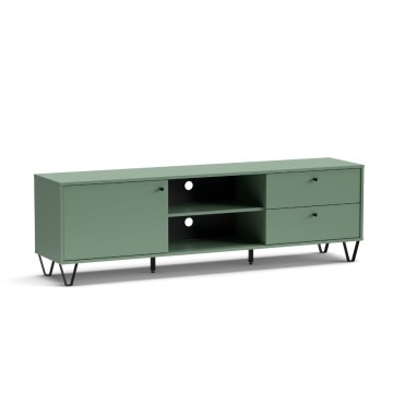 Aldo1 grüner TV-Schrank mit Schubladentür und offenem Fach 182x40x50,1H