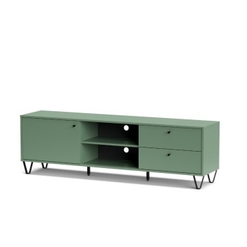 Aldo1 grüner TV-Schrank mit Schubladentür und offenem Fach 182x40x50,1H