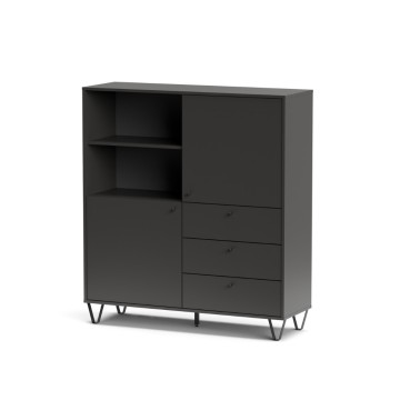 Sideboard mit Schubladentüren und offenem Fach anthrazit ALDO6 123,6x40x135H