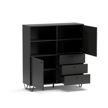Sideboard mit Schubladentüren und offenem Fach anthrazit ALDO6 123,6x40x135H