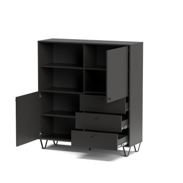 Sideboard mit Schubladentüren und offenem Fach anthrazit ALDO6 123,6x40x135H