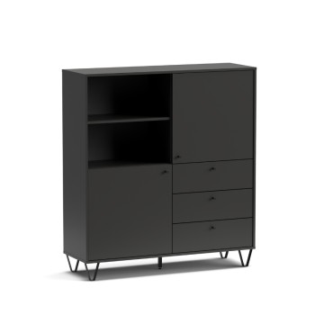Sideboard mit Schubladentüren und offenem Fach anthrazit ALDO6 123,6x40x135H
