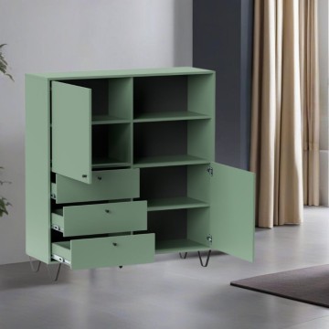 Sideboard mit Türen, Schubladen und offenem Fach grün ALDO6 123,6x40x135H