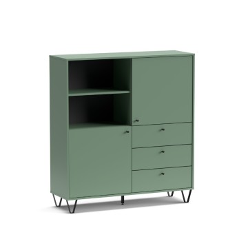Sideboard mit Türen, Schubladen und offenem Fach grün ALDO6 123,6x40x135H