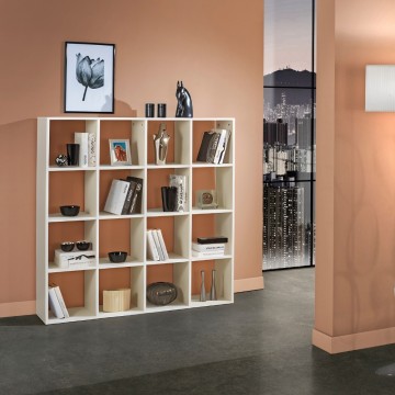 Bücherregal 16 offene Fächer Perlulme Hawaiian 141x32x141H