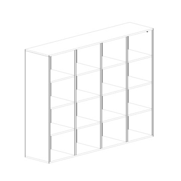 Bücherregal 16 offene Fächer Perlulme Hawaiian 141x32x141H