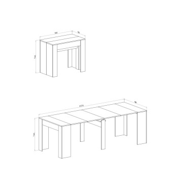 Luka oxydfarbener ausziehbarer Konsolentisch 90x51.6x76.6H