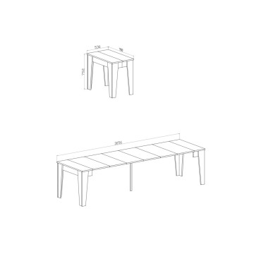 Platzsparender ausziehbarer Konsolentisch in Oxidfarbe Petra 90x53,6x75,2H