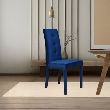 Montecarlo 3-Knopf-Stuhl aus blauem Samt