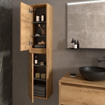 Säule Bad Wandschrank afrika Eiche zwei Türen 30x24x140 Jorge