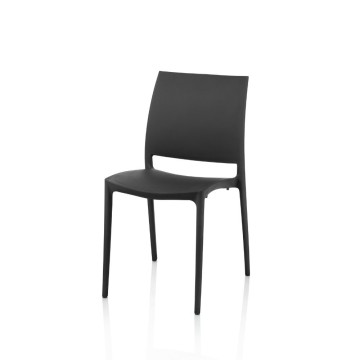 Curtis schwarzer Stuhl aus Polypropylen ergonomisches Design