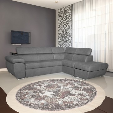 Ecksofa Fiona mit rechter Halbinsel barrel90 Stoff grau