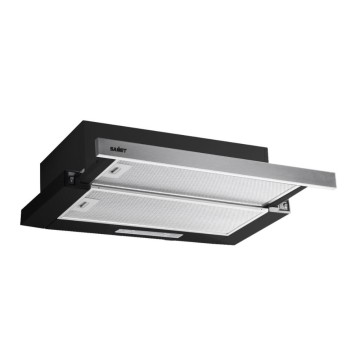 NEWSLIM60 schwarze Unterbau-Dunstabzugshaube mit ausziehbarer Edelstahl-Frontplatte Samet
