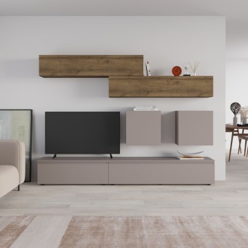 Tortora und Walnuss Wand System Licia 250x40x186H